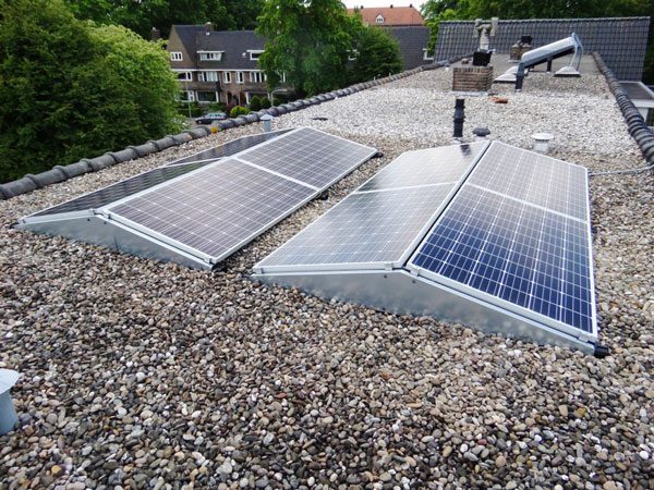 zonnepanelen plat dak geschikt bovenaanzicht